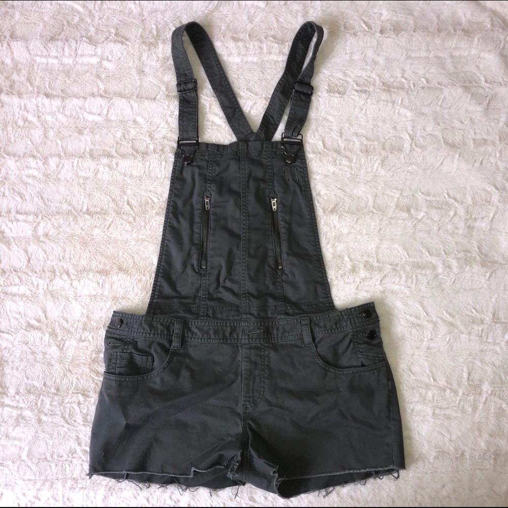 Dark Green cut-off overall shorts